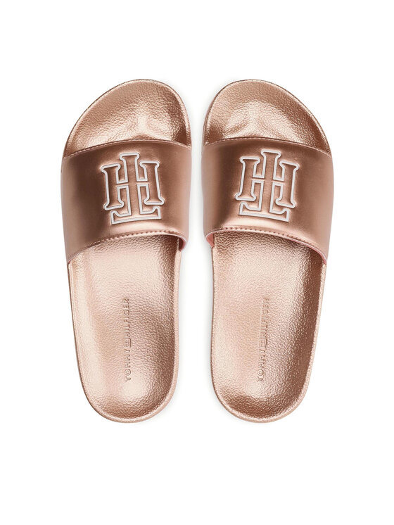 tommy hilfiger gold slides