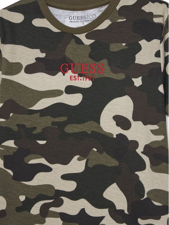 Guess Guess Marškinėliai L5YI19 K8HM4 Chaki Regular Fit