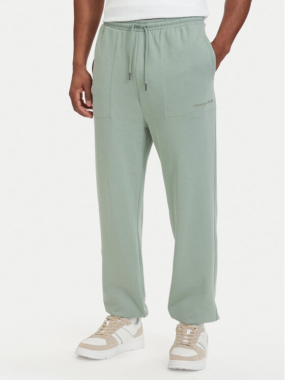 Tommy Hilfiger Pantaloni trening Essential UM0UM03911 Verde deschis Relaxed Fit