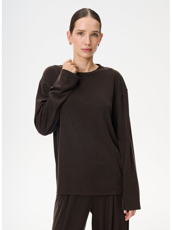 LEBRAND LEBRAND Longsleeve Anthony Brązowy Regular Fit