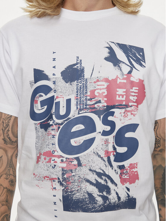 Guess Guess Tricou M4YI02 I3Z14 Alb Regular Fit