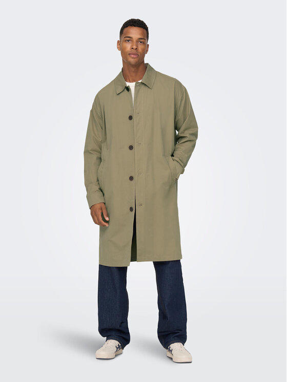 Only & Sons Trench Malcom 22024246 Zelena Regular Fit