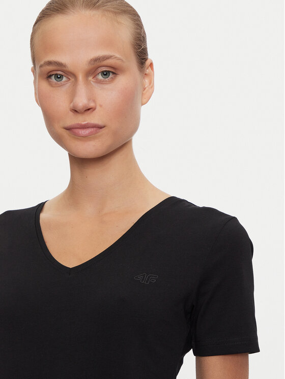 4F 4F T-shirt 4FWAW24TTSHF1649 Crna Slim Fit