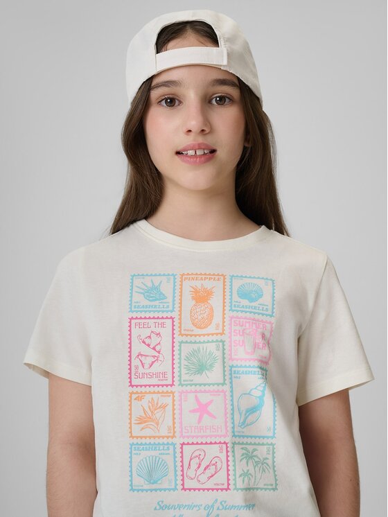 4F 4F T-shirt 4FJRAW26TTSHF4325-11S Bianco Regular Fit