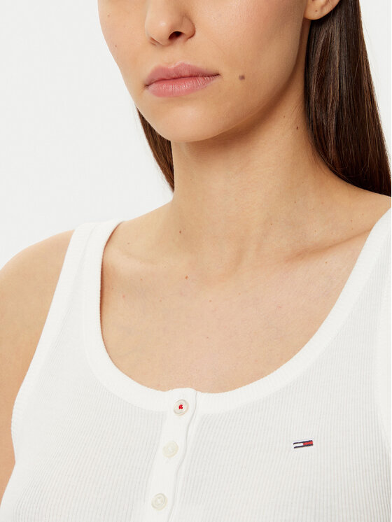 Tommy Jeans Tommy Jeans Top DW0DW19492 Alb Slim Fit
