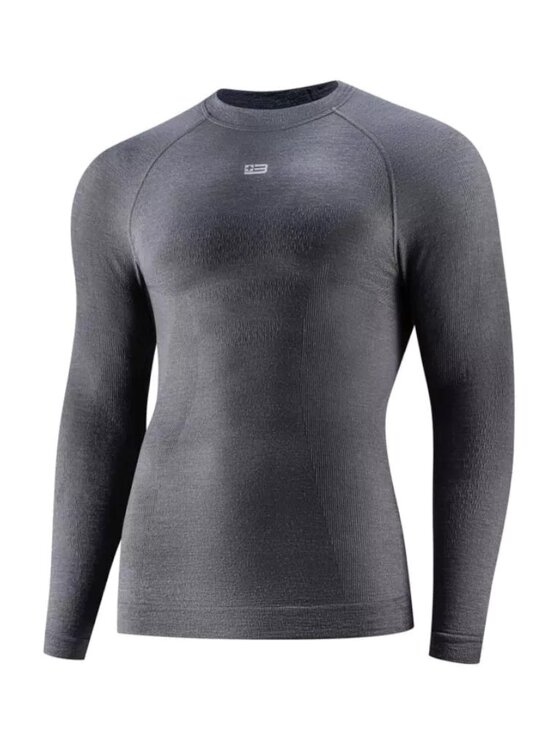 Brubeck Brubeck Bluza LS1733M Merino Wool Szary Regular Fit