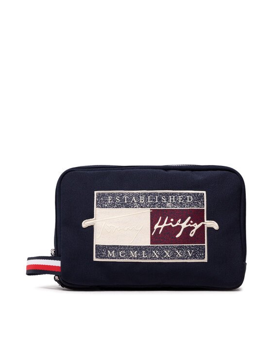 Tommy Hilfiger Tommy Hilfiger Несесер Th Signature Washbag AM0AM07835 Тъмносин