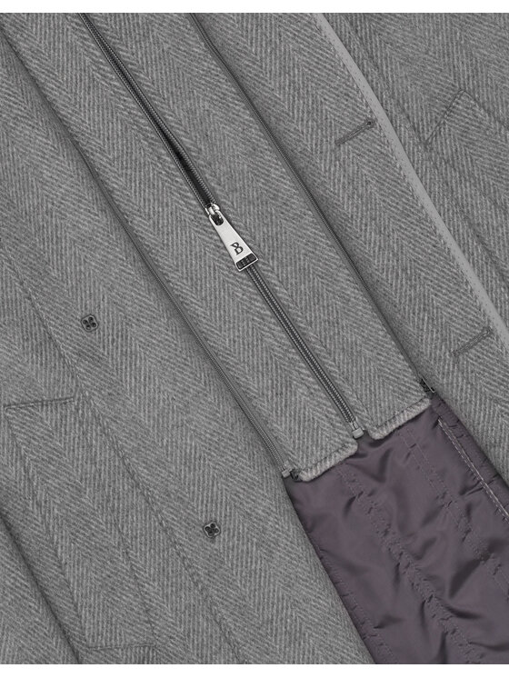 Borgio Borgio Płaszcz wełniany serre_sz Szary Slim Fit