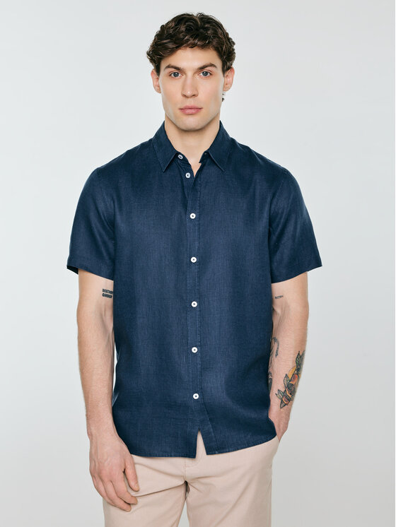 BIG STAR BIG STAR Koszula LINERSO Granatowy Basic Fit