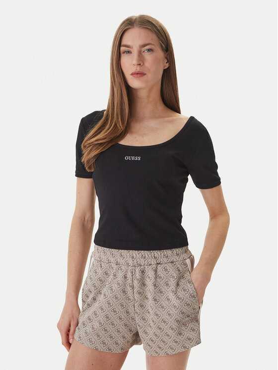 Guess Guess Tričko V6GP04 K2969 Čierna Slim Fit