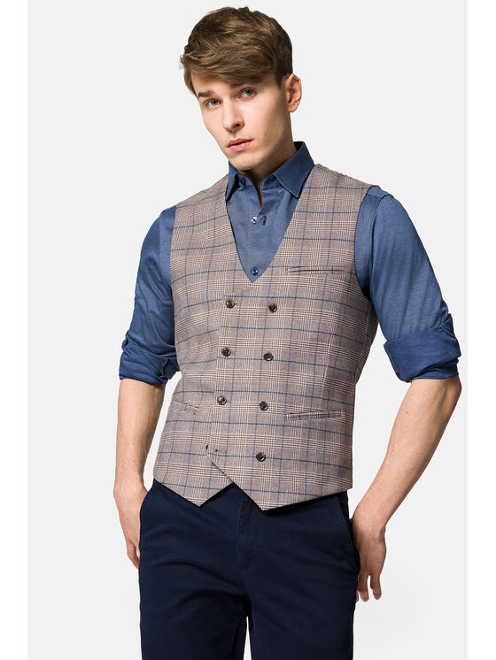 Lancerto Lancerto Kamizelka Formia KA131123000008 Brązowy Slim Fit