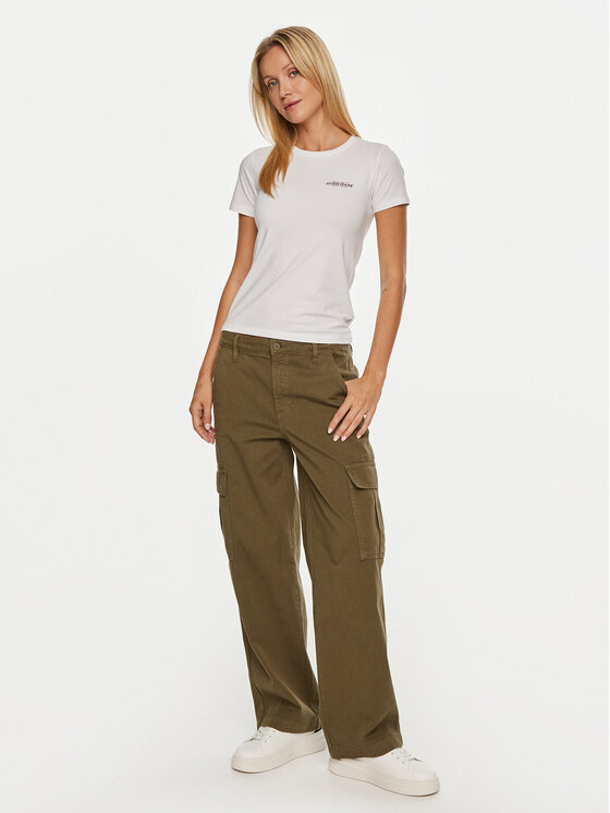 Guess Jeans Guess Jeans Marškinėliai W4YI02 J1314 Balta Slim Fit