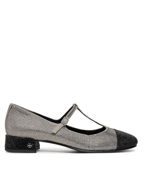 Tory Burch Tory Burch Balerina Cap-Toe T-Strap Pave Heeled 159830 Ezüst