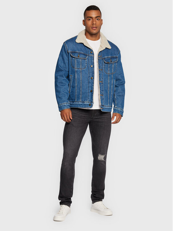 Lee Lee Kurtka jeansowa Sherpa L87AMWFW 112321554 Niebieski Regular Fit