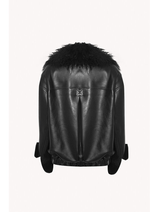 EPUZER Epuzer Kurtka skórzana Bomber leather Czarny Standard Fit
