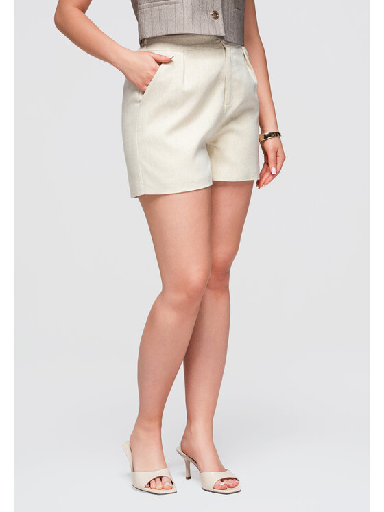 Ombre Ombre Szorty materiałowe OW-ST-E0010 Beżowy Relaxed Fit