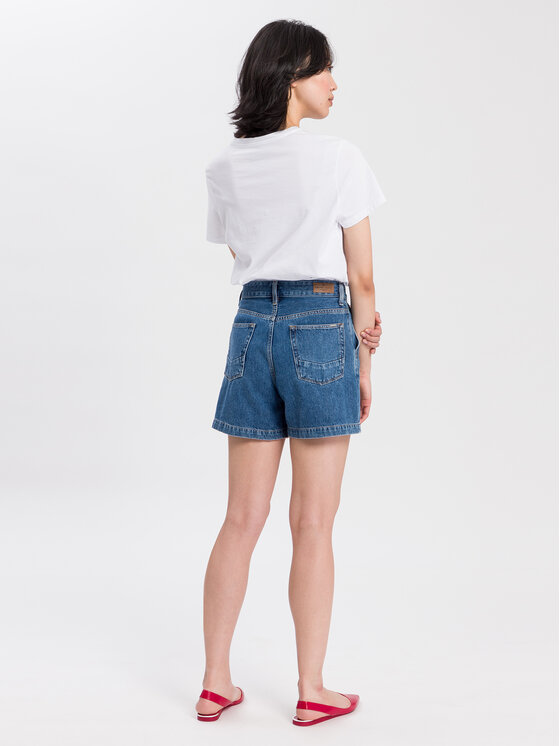 Cross Jeans Cross Jeans Szorty jeansowe B 596-005 Niebieski Regular Fit