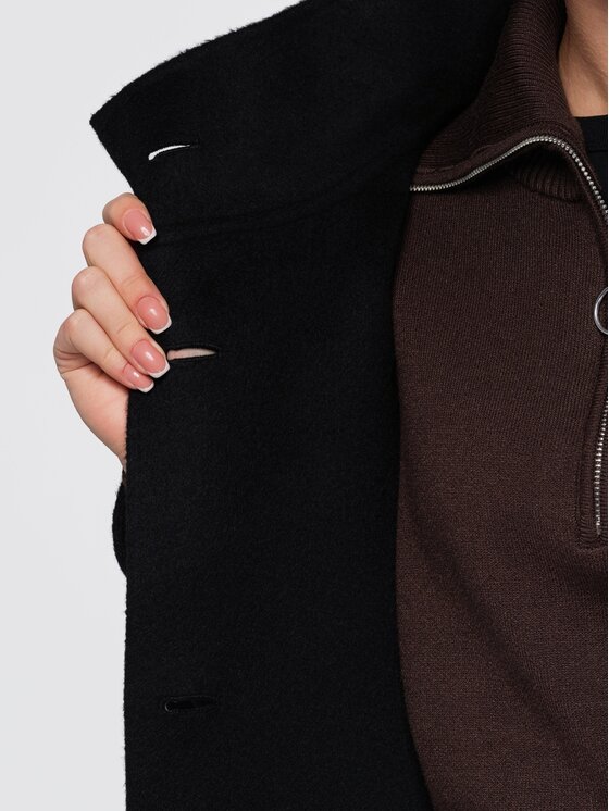 Ombre Ombre Płaszcz przejściowy OW-CT-E0032 Czarny Relaxed Fit
