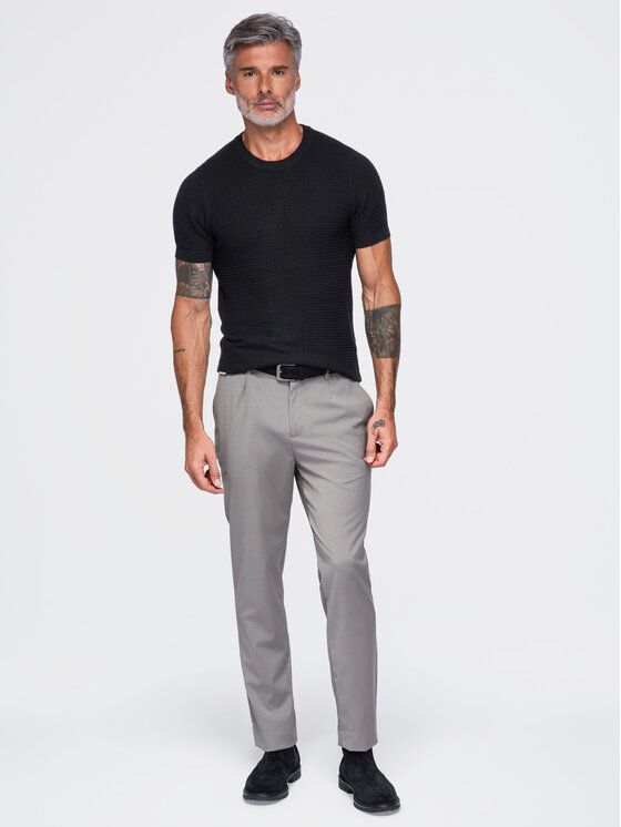 Ombre Ombre T-Shirt OM-TSCT-0303 Czarny Slim Fit