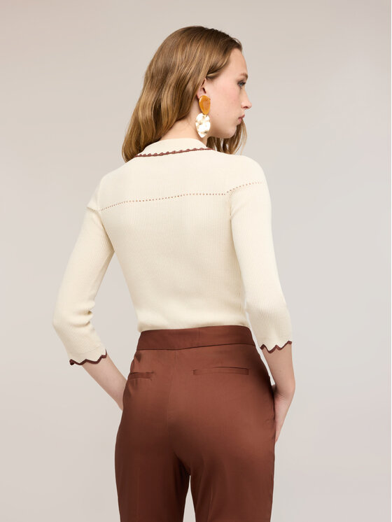 Motivi Motivi Sweter M210W103932N0S1 Kremowy Slim Fit