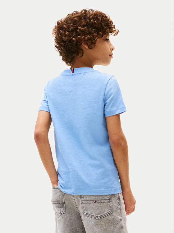 Tommy Hilfiger Tommy Hilfiger T-Shirt Script Flag KB0KB09725 Světle modrá Regular Fit