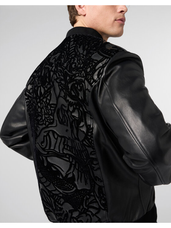 PHILIPP PLEIN PHILIPP PLEIN Kurtka skórzana 29743 Czarny Regular Fit