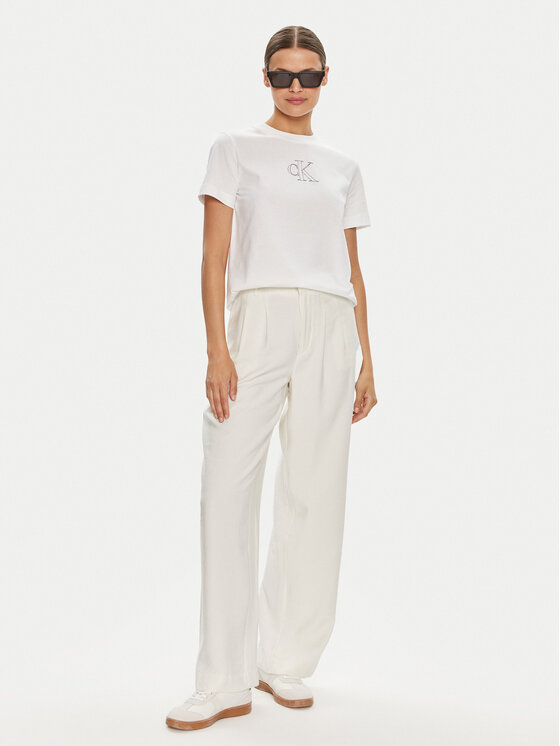 Calvin Klein Jeans Calvin Klein Jeans Marškinėliai Outlined J20J224791 Balta Regular Fit