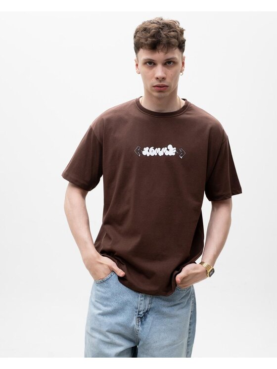 MyStars MyStars T-Shirt Koszulka Z Krótkim Rękawem Męska Brązowa MyStars Too Cool Miś M Brązowy Regular Fit
