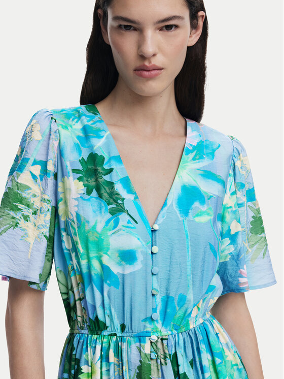 Desigual Desigual Rochie tip cămașă Nancy 25SWVW18 Albastru Regular Fit