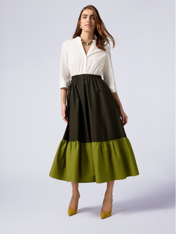 Oltre Oltre Vestito elegante 7700R004808N0S5 Verde Flared Fit