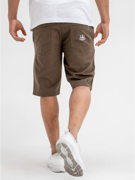 Jigga Wear Jigga Wear Szorty materiałowe Krótkie Spodenki Materiałowe Brązowe Jigga Wear Crown M Brązowy Regular Fit