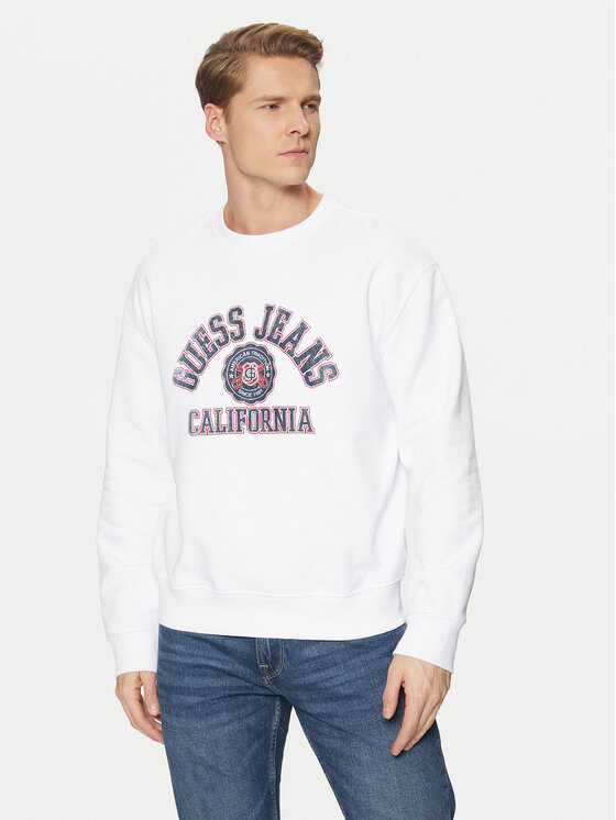 Guess Jeans Guess Jeans Mikina M5RQ40 KCPR1 Bílá Regular Fit