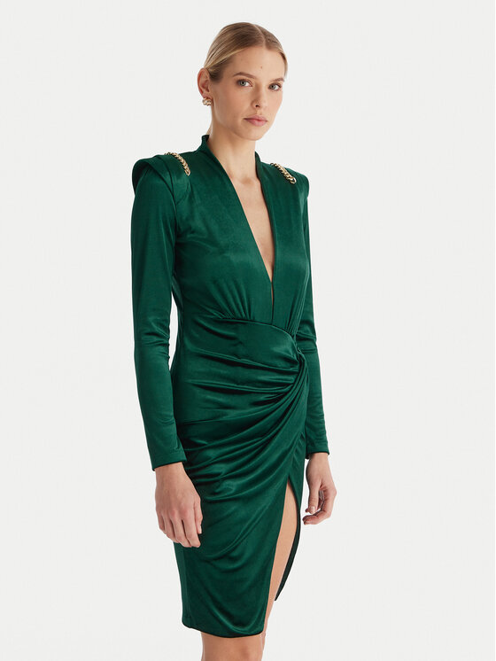 Babylon Babylon Коктейльна сукня MF204C Зелений Slim Fit