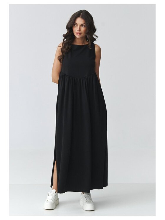 Makadamia Makadamia Sukienka codzienna M932 Czarny Loose Fit