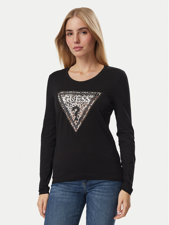 Guess Guess Блуза W6BI57 K7387 Черен Regular Fit