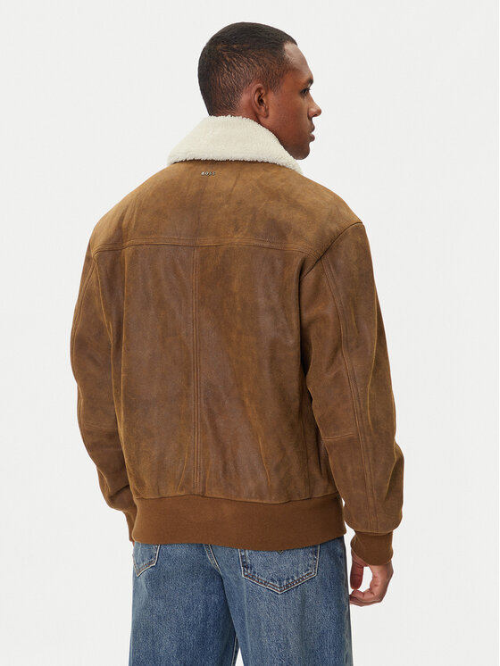 BOSS BOSS Giacca di pelle Jonier 50547567 Beige Relaxed Fit
