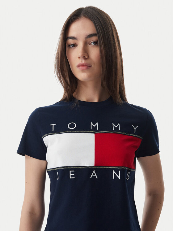 Tommy Jeans Tommy Jeans T-särk Flag DW0DW22818 Tumesinine Regular Fit