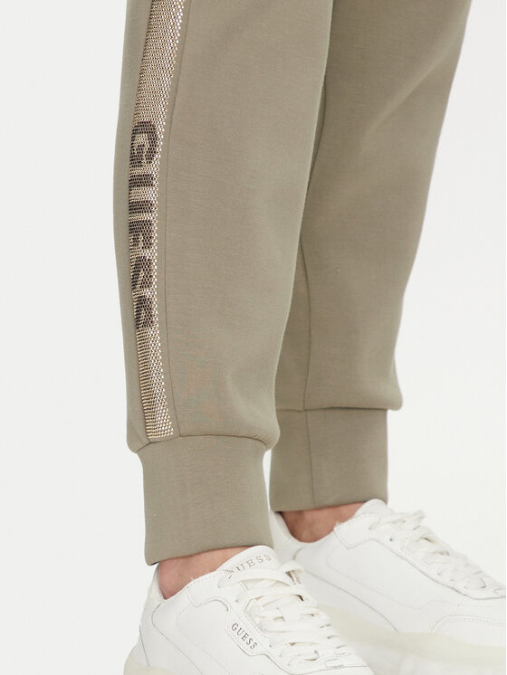 Guess Guess Teplákové nohavice Studs Logo W4YB40 KBYE2 Zelená Regular Fit