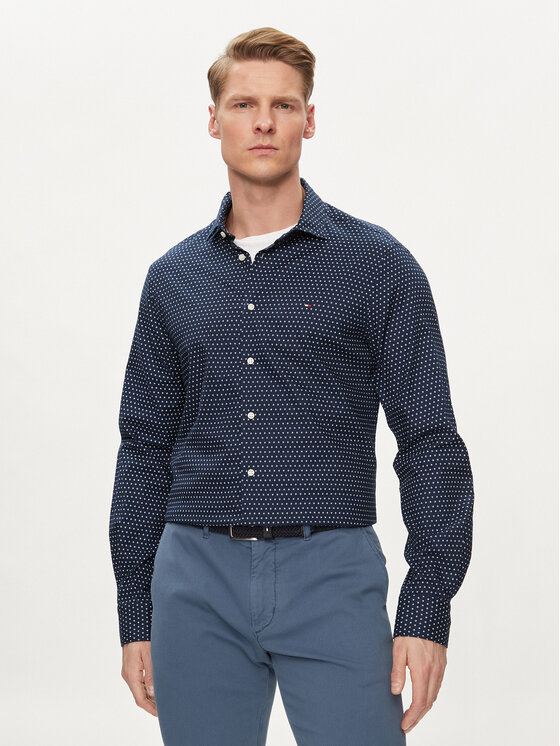 Tommy Hilfiger Tommy Hilfiger Πουκάμισο Circle MW0MW34649 Σκούρο μπλε Slim Fit