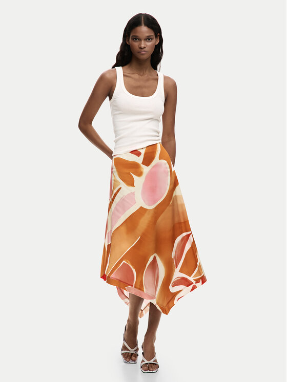 Desigual Desigual Gonna midi 26SWFW13 Arancione Regular Fit