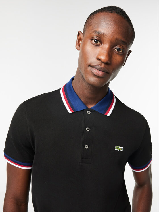 Lacoste Lacoste Тениска с яка и копчета PH3461 Черен Regular Fit