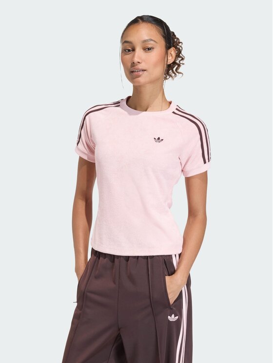 adidas adidas T-Shirt TERRY TOWEL CALI TEE Różowy Slim Fit