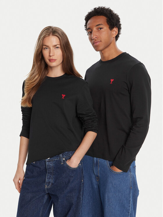 AMI Paris AMI Paris S dlouhým rukávem BFUTS235.724 Černá Regular Fit