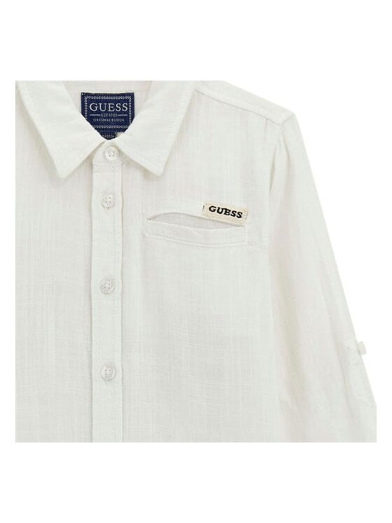 Guess Kids Guess Kids Πουκάμισο Camicia gmt dye linen blend Λευκό Regular Fit
