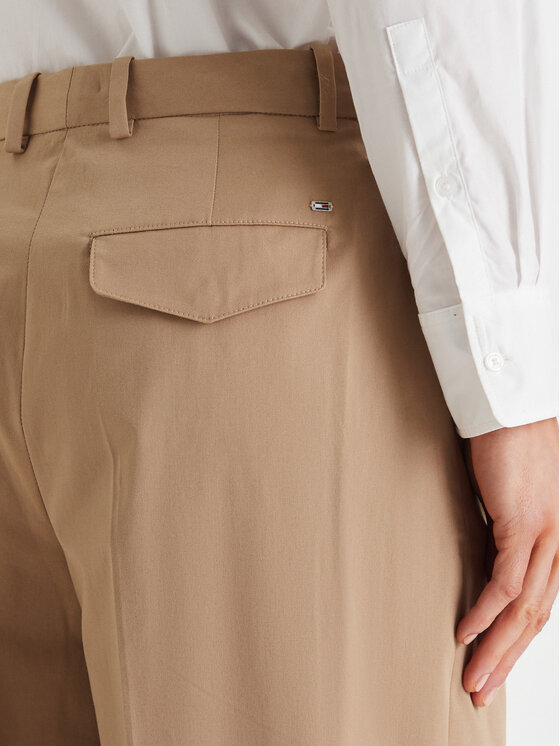 Tommy Hilfiger Tommy Hilfiger Auduma bikses WW0WW49471 Bēšs Wide Leg
