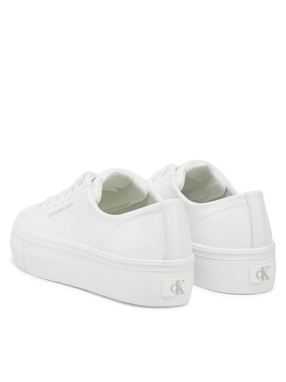 Calvin Klein Jeans Calvin Klein Jeans Laisvalaikio batai Vulc Flatform Low Mg Lth YW0YW01771 Balta