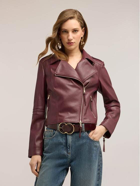 Motivi Motivi Giacca in similpelle R314Q001114N036 Bordeaux Slim Fit