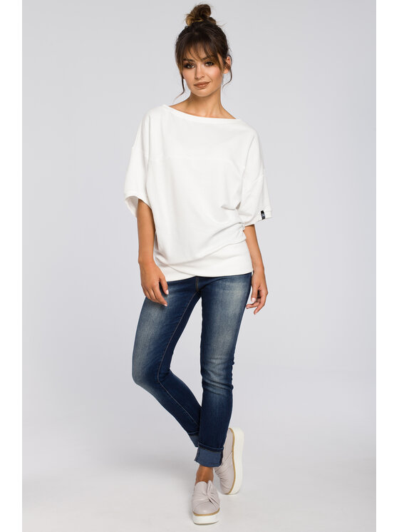 BeWear BeWear Bluza B048 Biały Baggy Fit