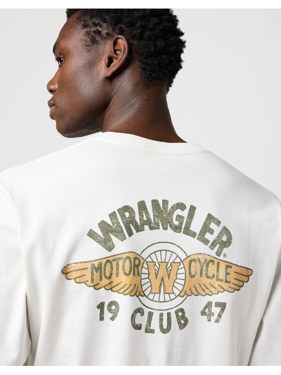 Wrangler Wrangler Longsleeve LS AMERICANA TEE Bianco Regular Fit