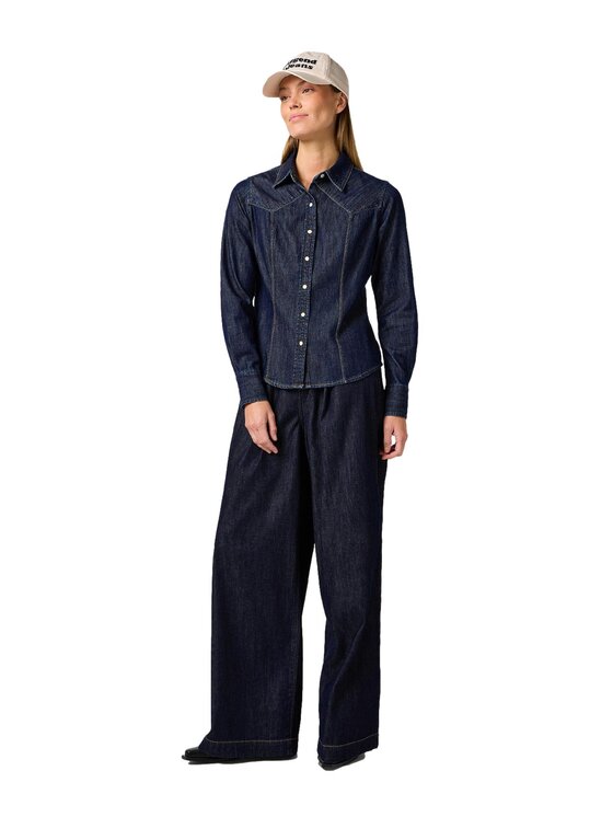 Wrangler Wrangler Koszula jeansowa 112362846 Granatowy Slim Fit